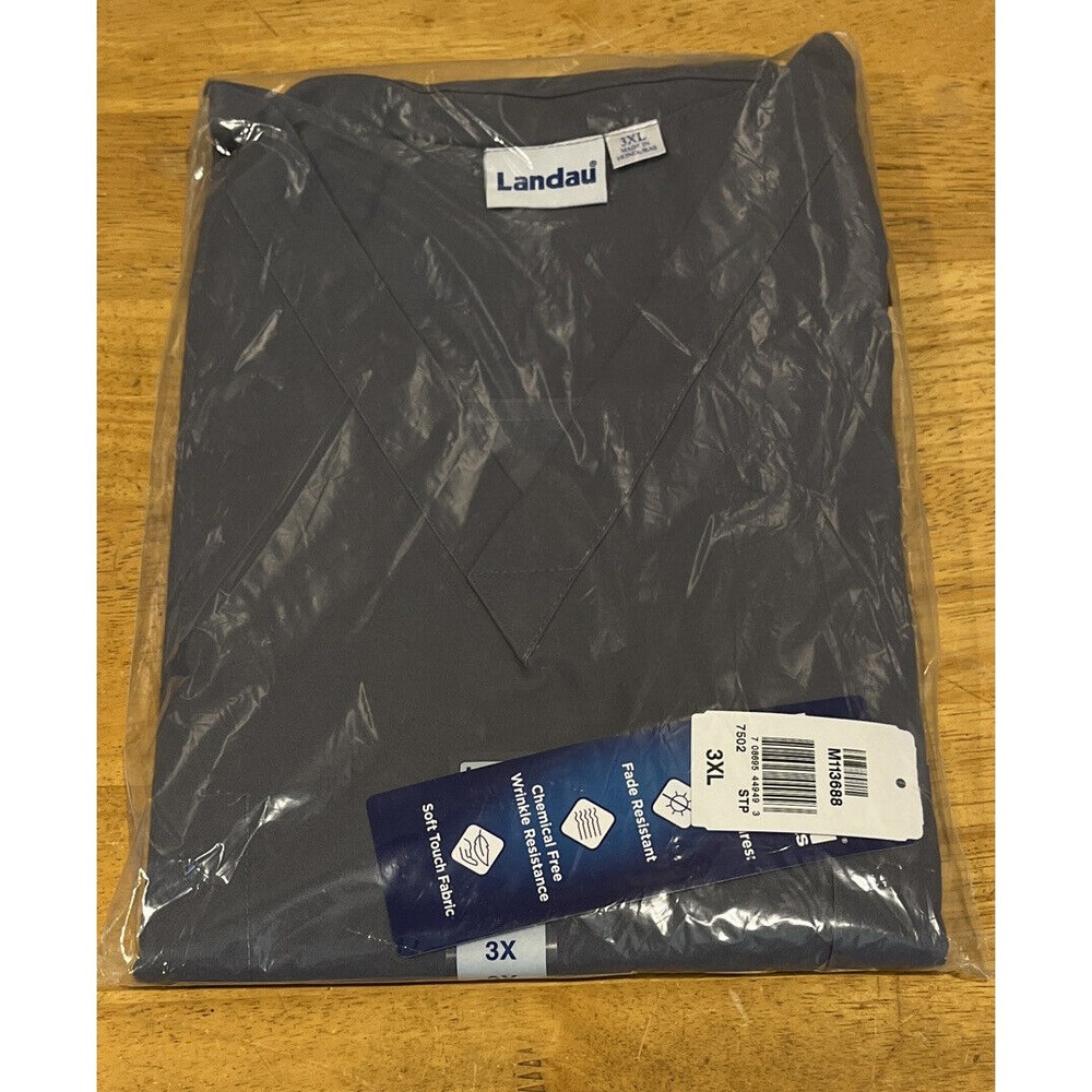 Landau Steel Gray Reversible V-Neck Gray‎ Scrub Top Size 3XL - 7502